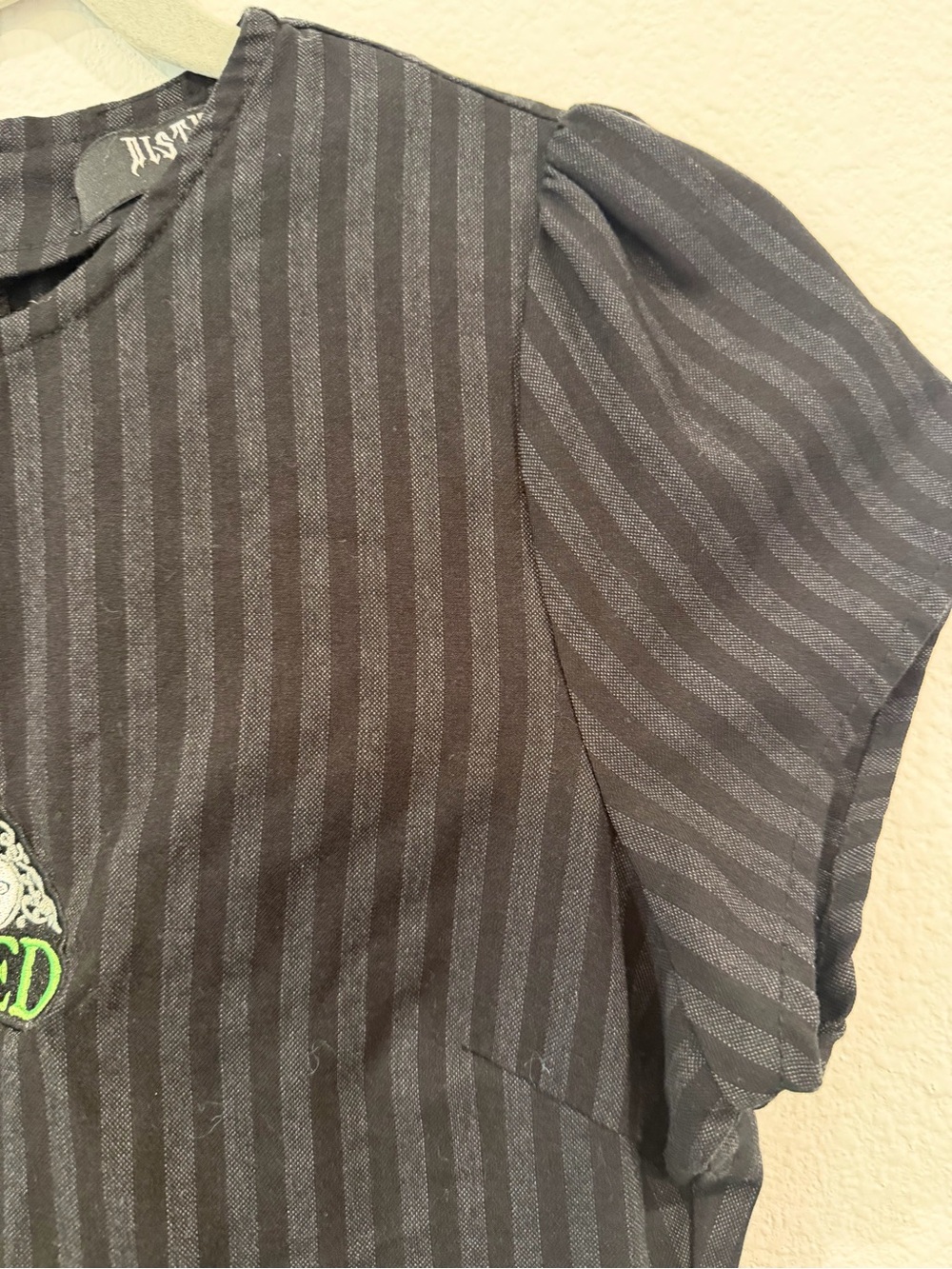DISTURBIA “Deceased” Embroidered Striped Mini Skater Dress with pockets size 4 - Picture 4 of 7
